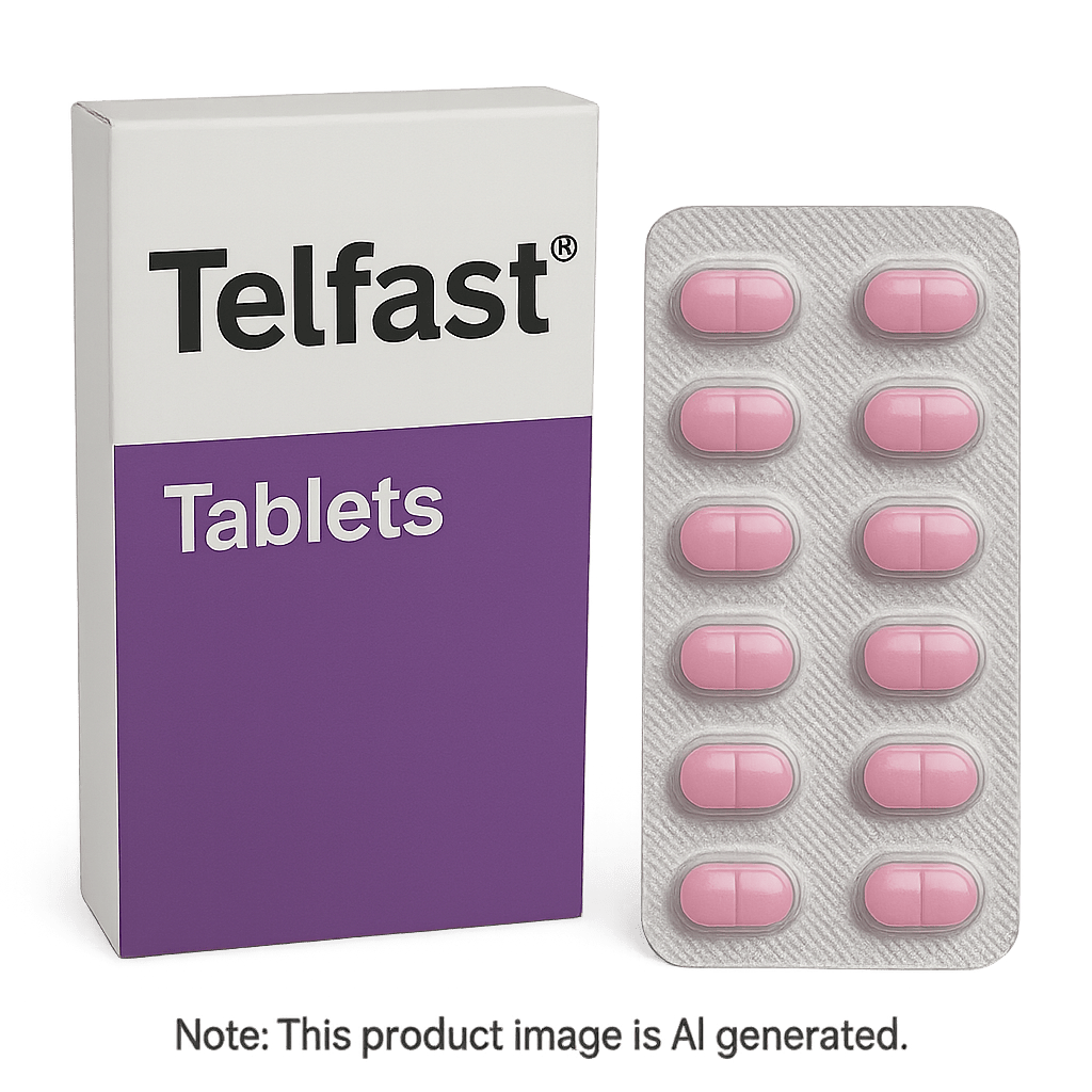 Box of Telfast Tablets for hay fever and allergy relief