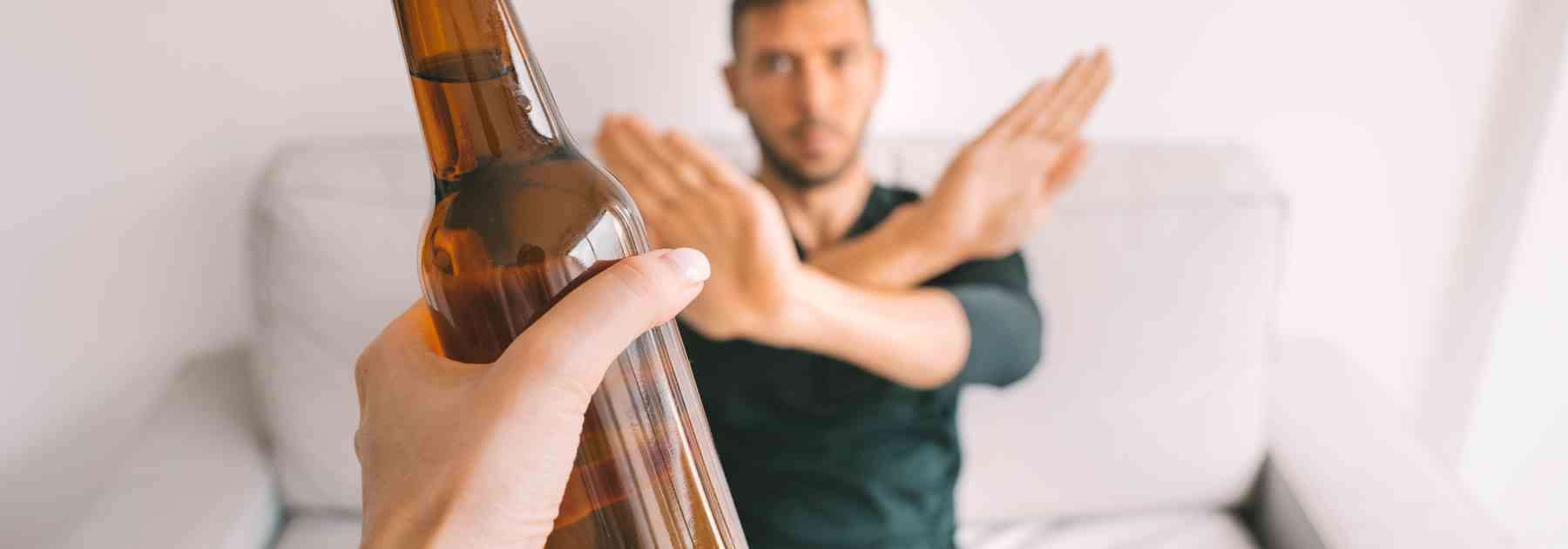 Man rejecting alcohol on Viagra
