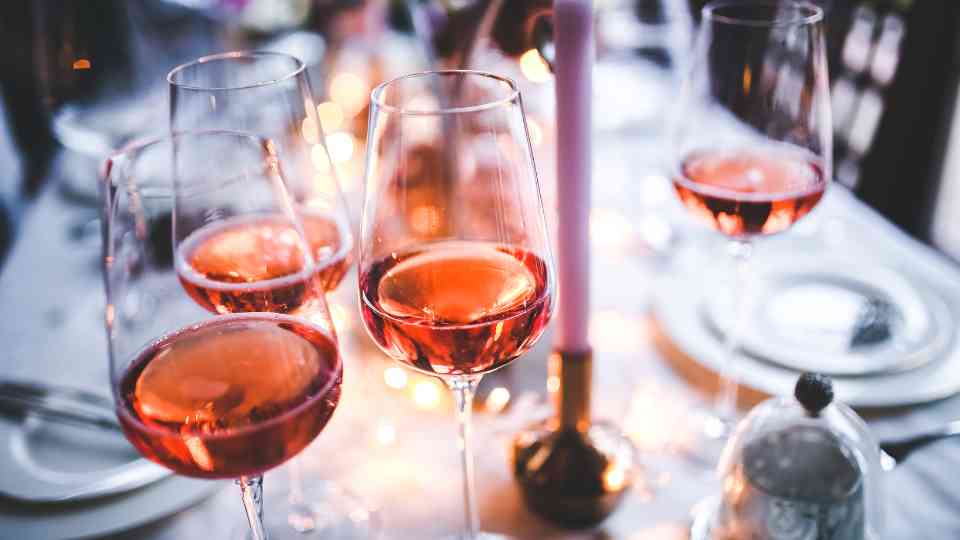 Wine on a dinner table